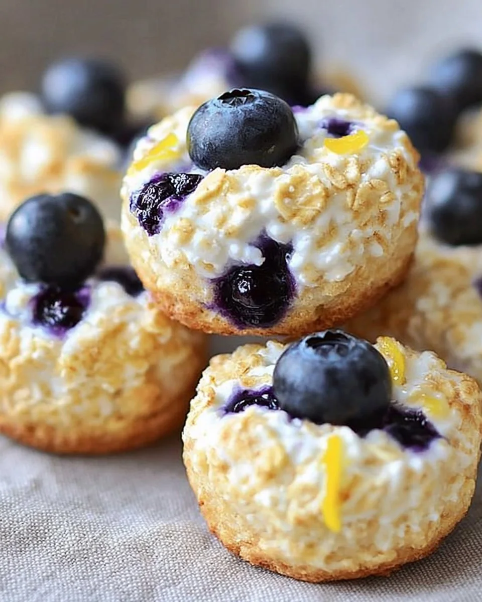Blueberry and Lemon Zest Cottage Cheese Bites served on a plate