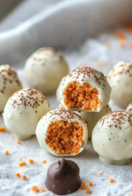 Delicious carrot cake truffles coated in creamy frosting