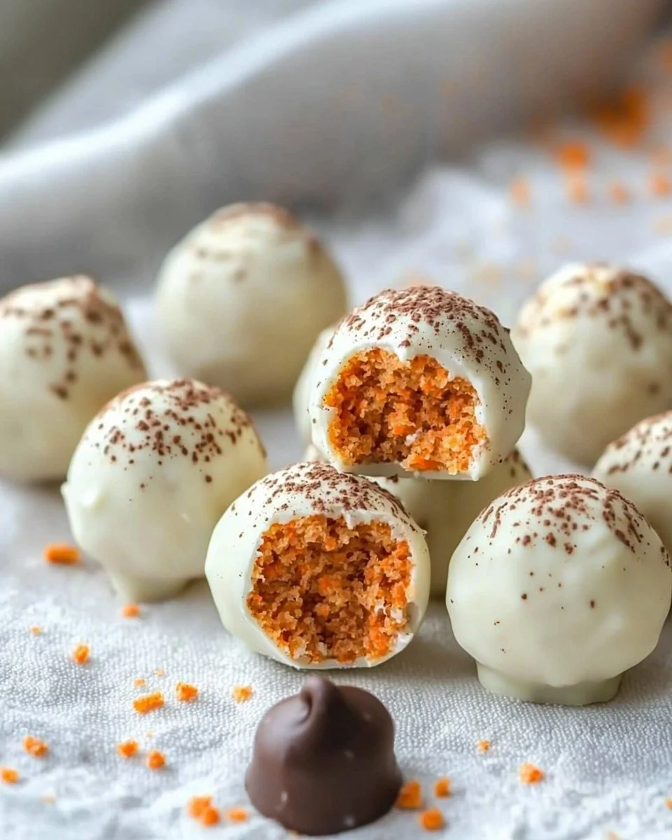Delicious carrot cake truffles coated in creamy frosting