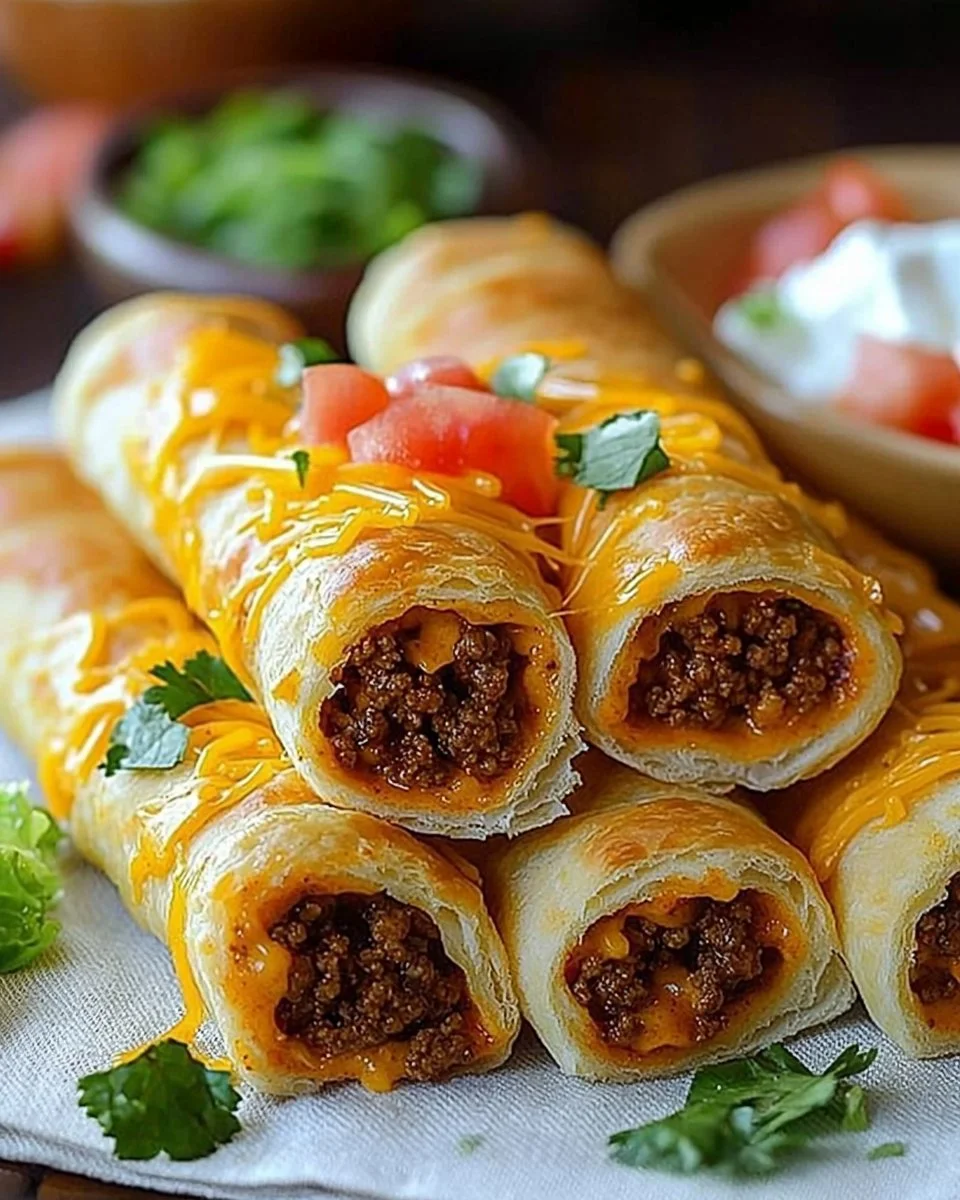 Cheesy taco sticks served with salsa and garnished with fresh cilantro.