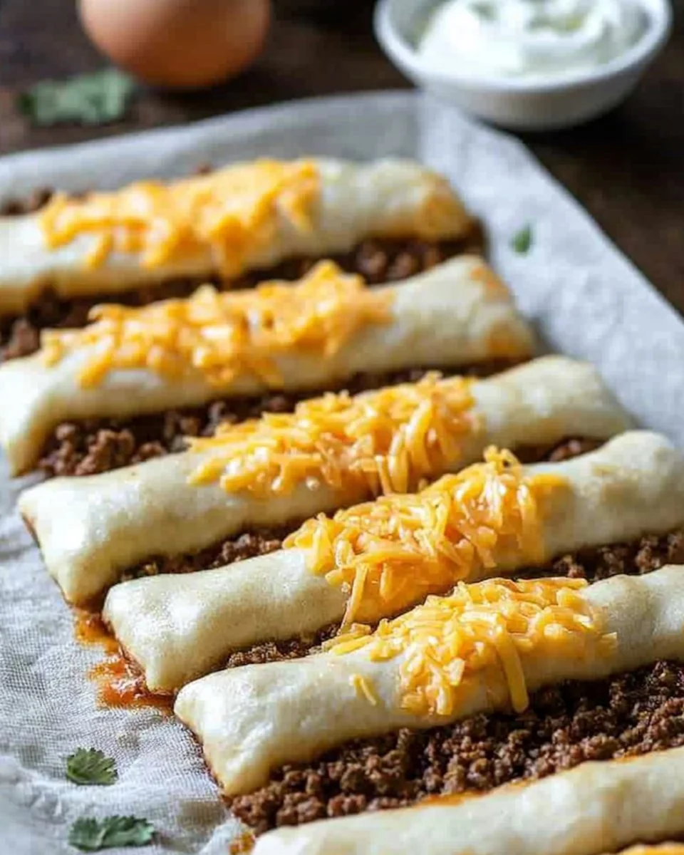 Delicious cheesy taco sticks served on a plate