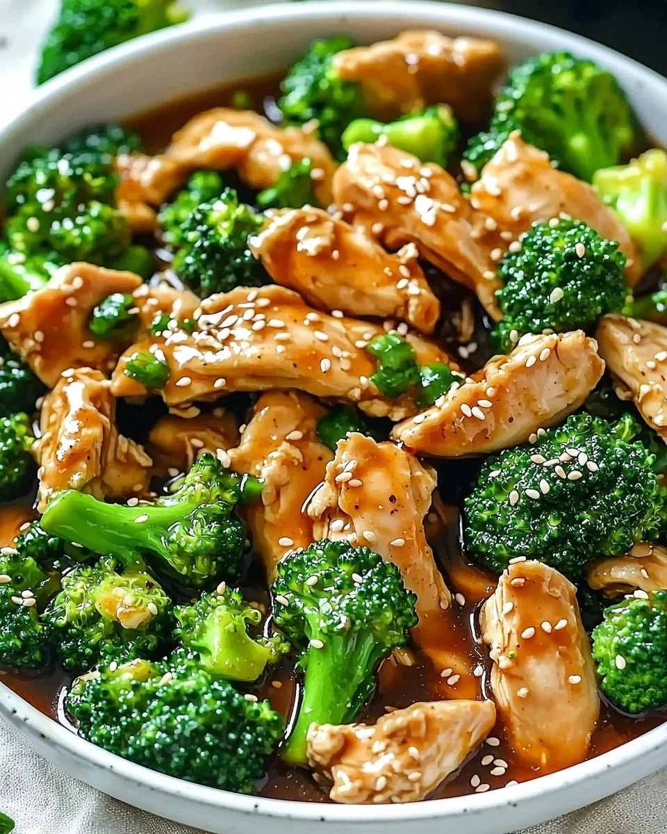 Delicious plate of Chinese Chicken and Broccoli stir-fry
