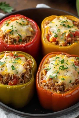 Classic stuffed peppers filled with savory ingredients on a plate