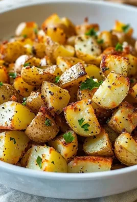 Plate of easy breakfast potatoes garnished with herbs and spices