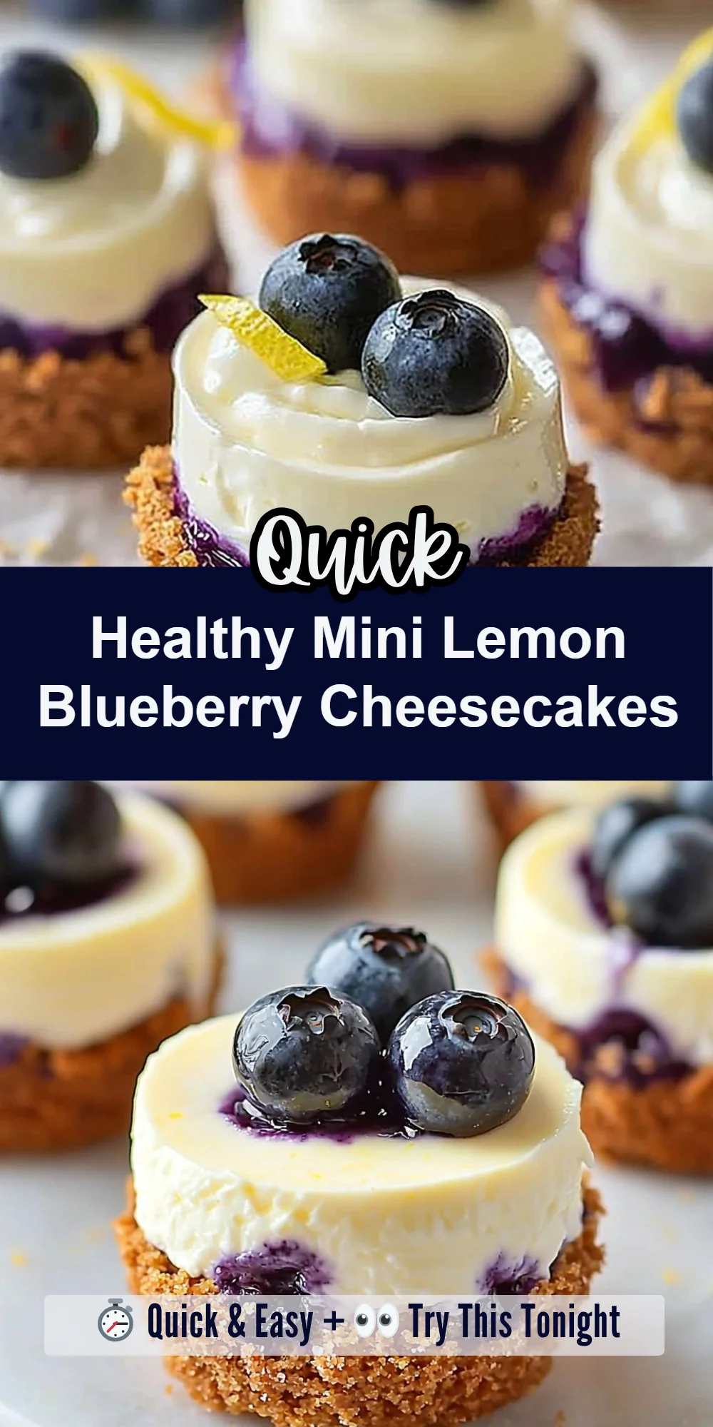 Healthy Mini Lemon Blueberry Cheesecakes