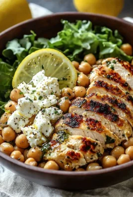 Lemon-Herb Chicken Bowl topped with chickpeas and feta cheese for healthy eating.
