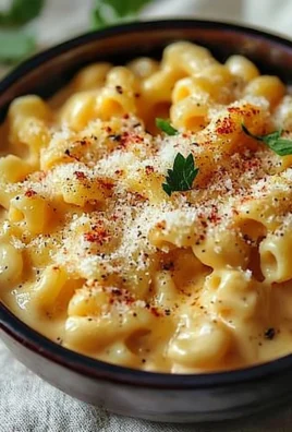 Low calorie high protein Mac and Cheese dish served in a bowl