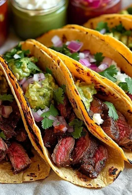 Delicious Mexican steak tacos served with fresh toppings