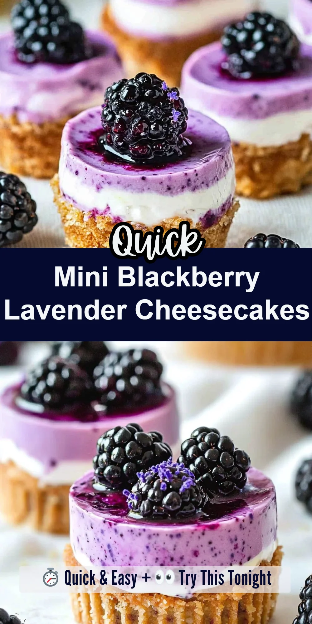Mini Blackberry Lavender Cheesecakes