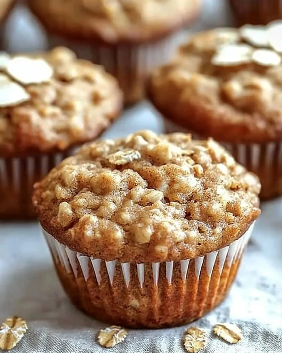 Moist applesauce oatmeal muffins fresh out of the oven