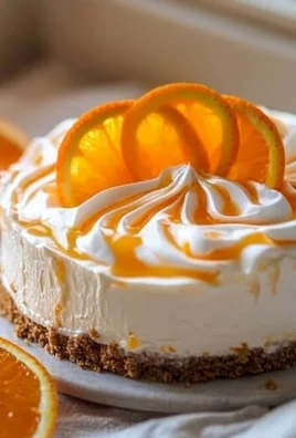 Delicious No-Bake Orange Creamsicle Cheesecake topped with orange zest.