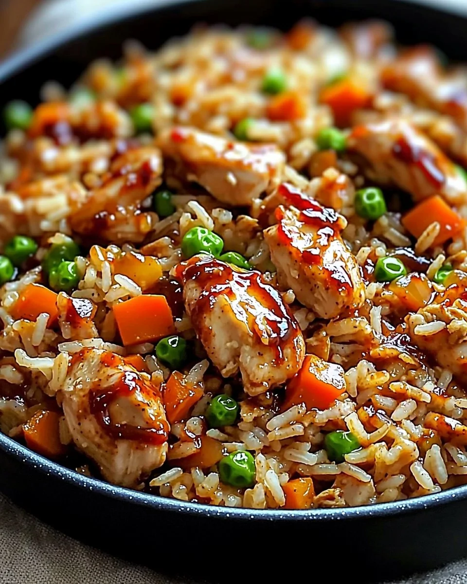 One-Pan Bold Honey BBQ Chicken Rice dish served in a vibrant bowl