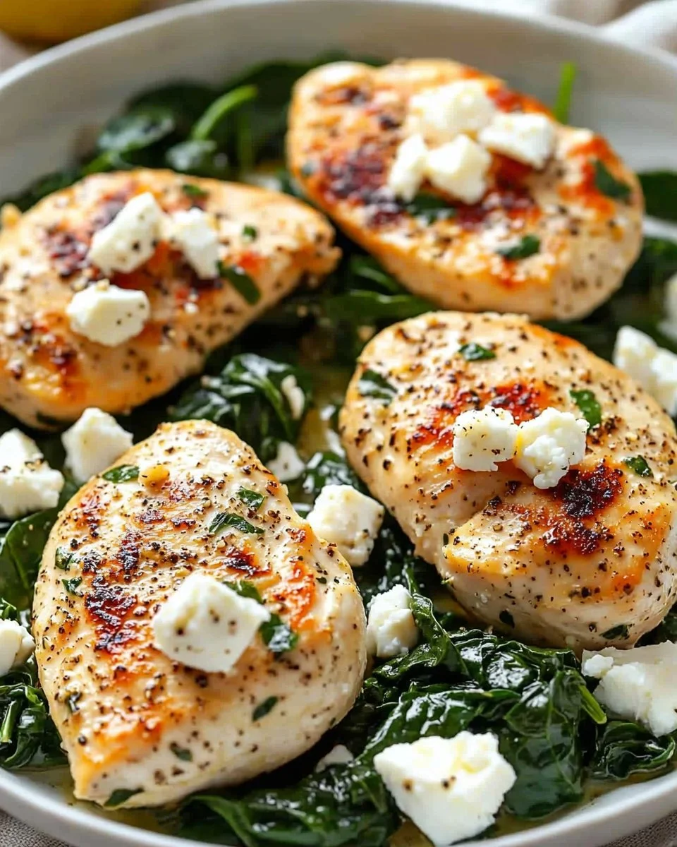 Quick Chicken Breast with Feta and Spinach