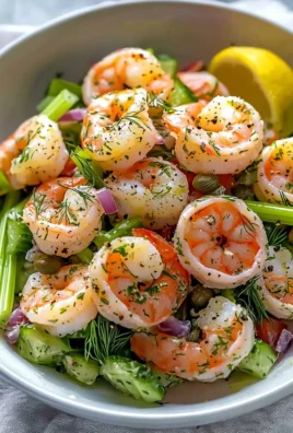 Delicious shrimp salad with fresh vegetables and a tangy dressing