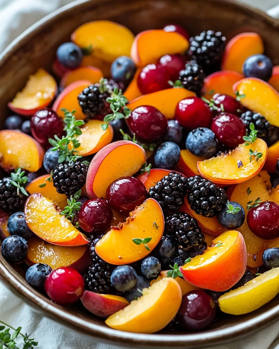 Colorful summer fruit salad with fresh seasonal fruits in a bowl