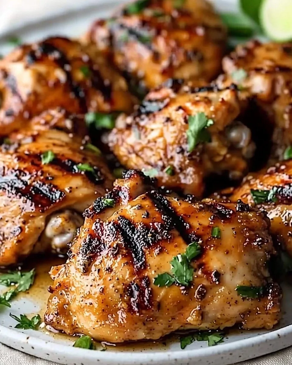 Deliciously grilled Thai chicken marinated in rich spices and served with fresh herbs.