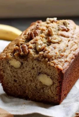 Ultimate moist banana bread loaf topped with slices of fresh banana