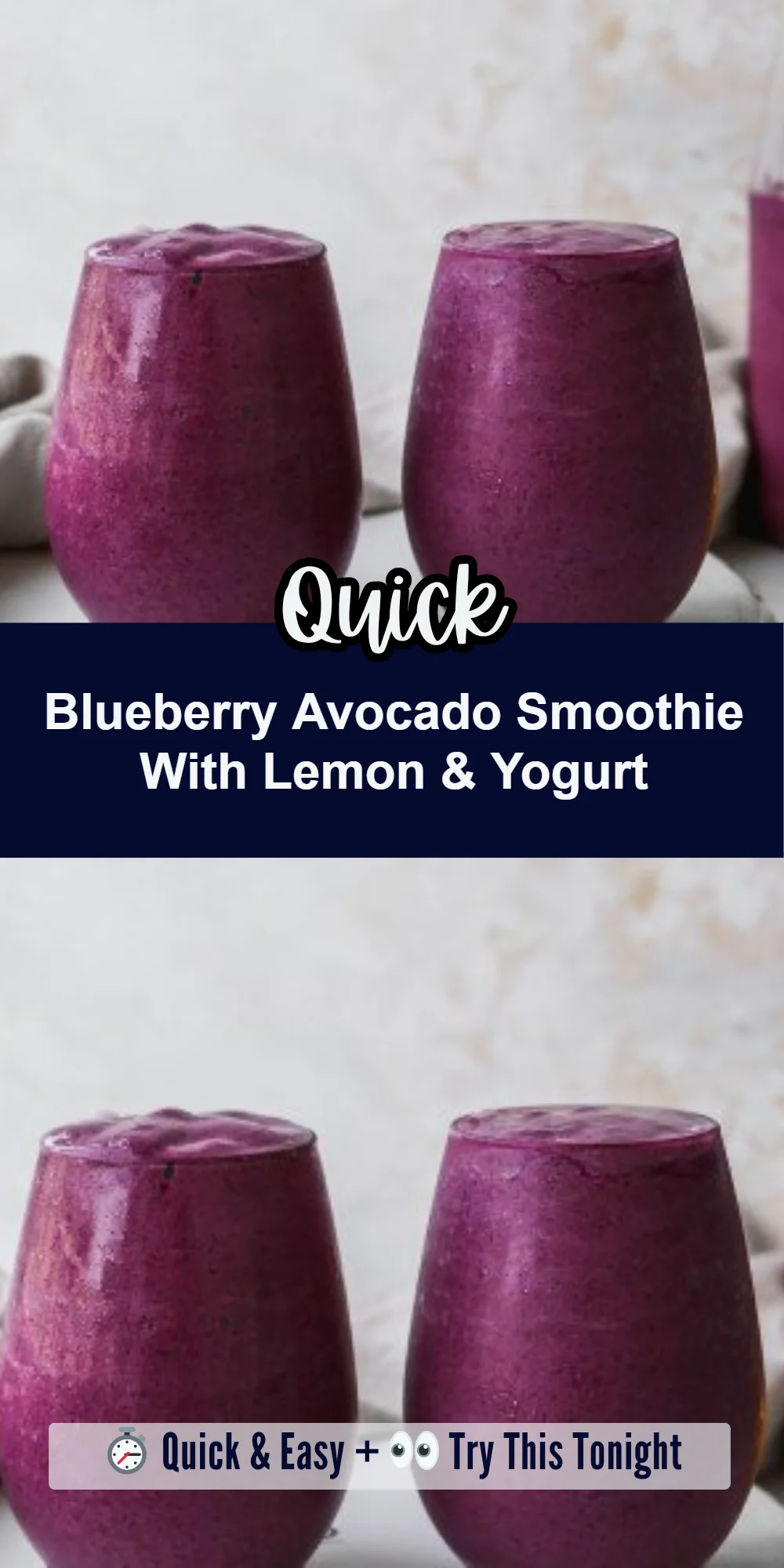 Blueberry Avocado Smoothie With Lemon & Yogurt