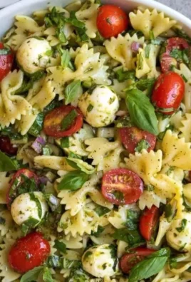 Bow Tie Pasta Salad with fresh vegetables and vibrant dressing