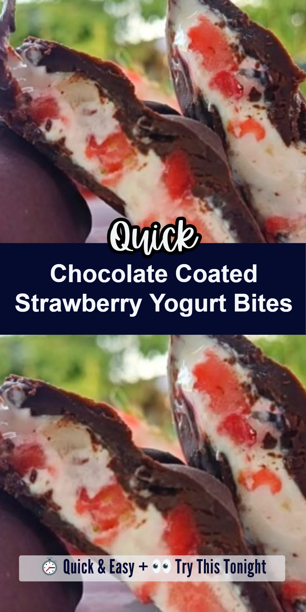 Chocolate Coated Strawberry Yogurt Bites
