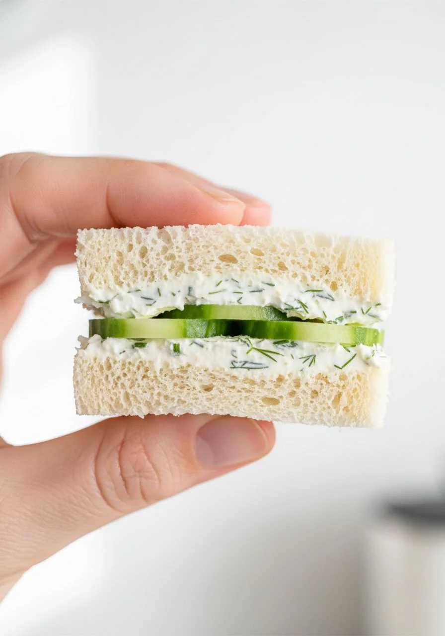 Classic cucumber tea sandwiches arranged on a platter for a tea party