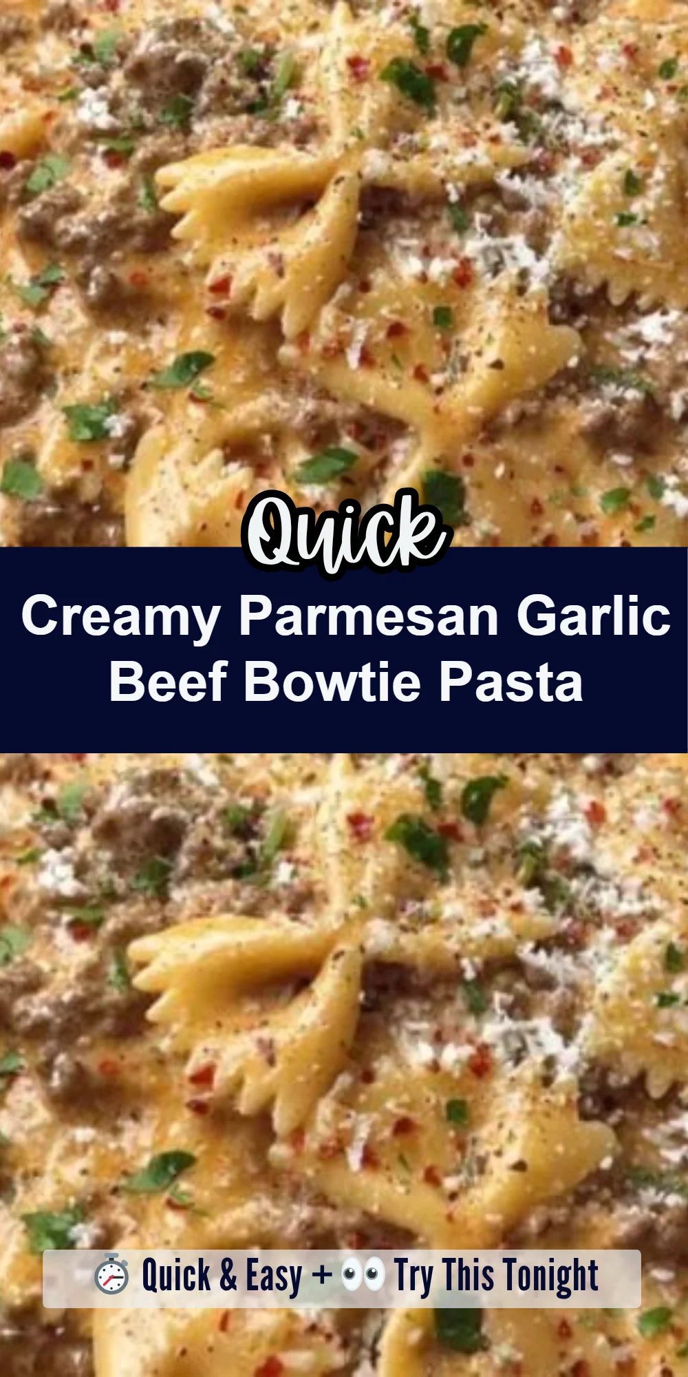 Creamy Parmesan Garlic Beef Bowtie Pasta
