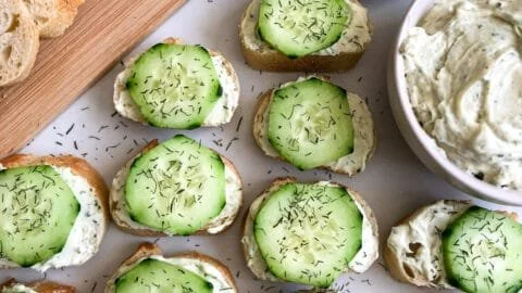 Cucumber Cream Cheese Bites (with Mini Baguettes)