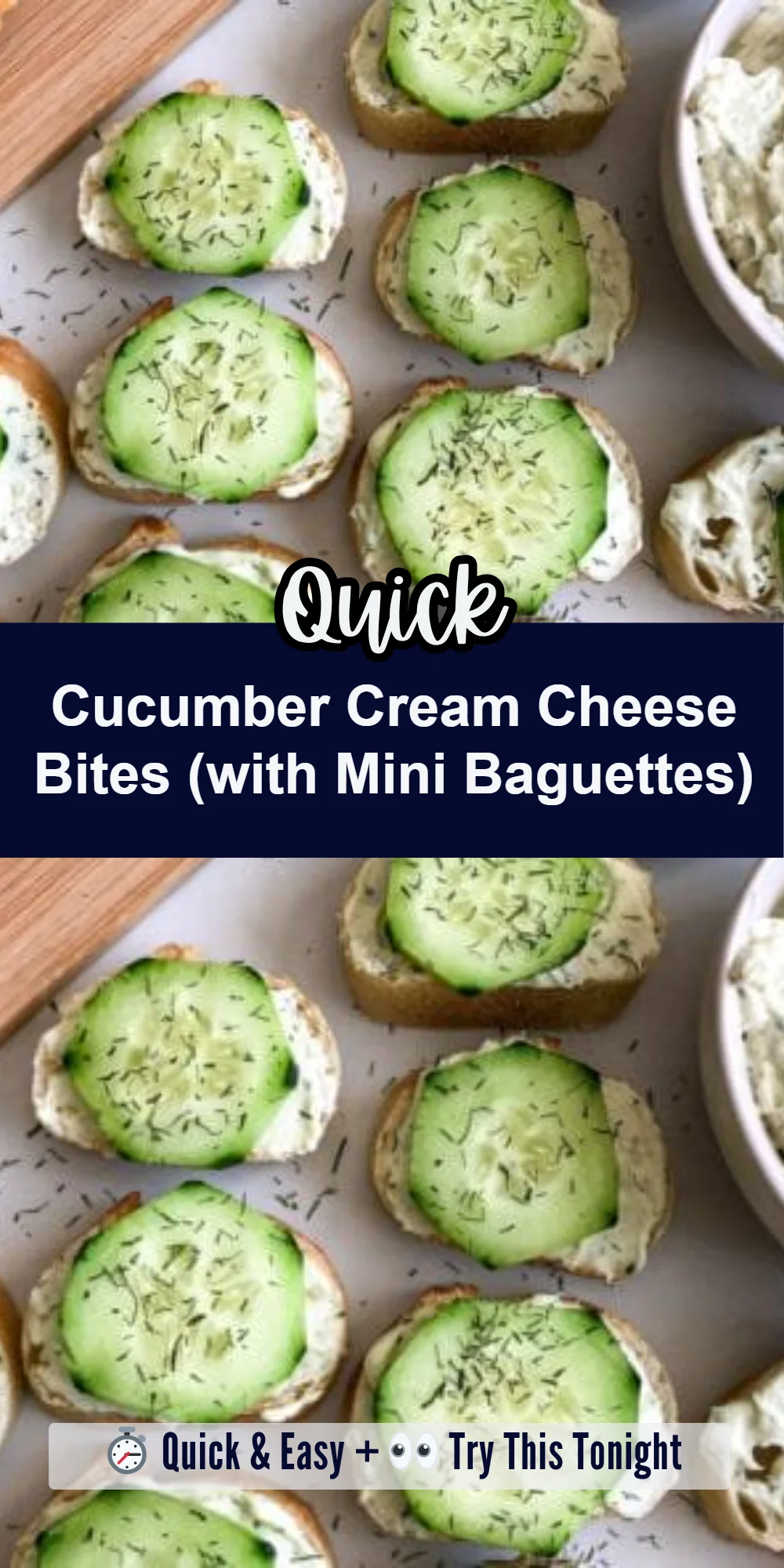 Cucumber Cream Cheese Bites (with Mini Baguettes)