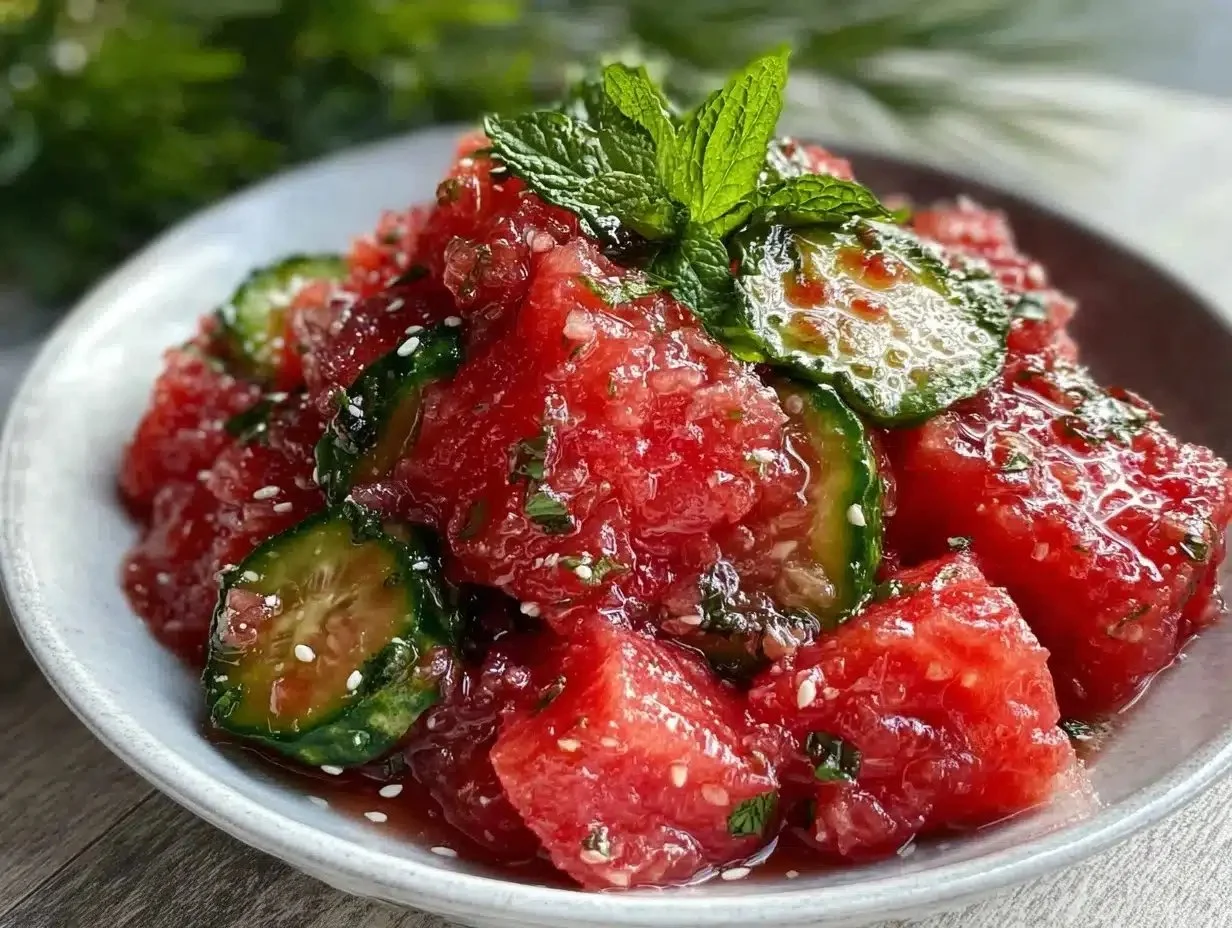 Fresh Watermelon Cucumber Mint Salad