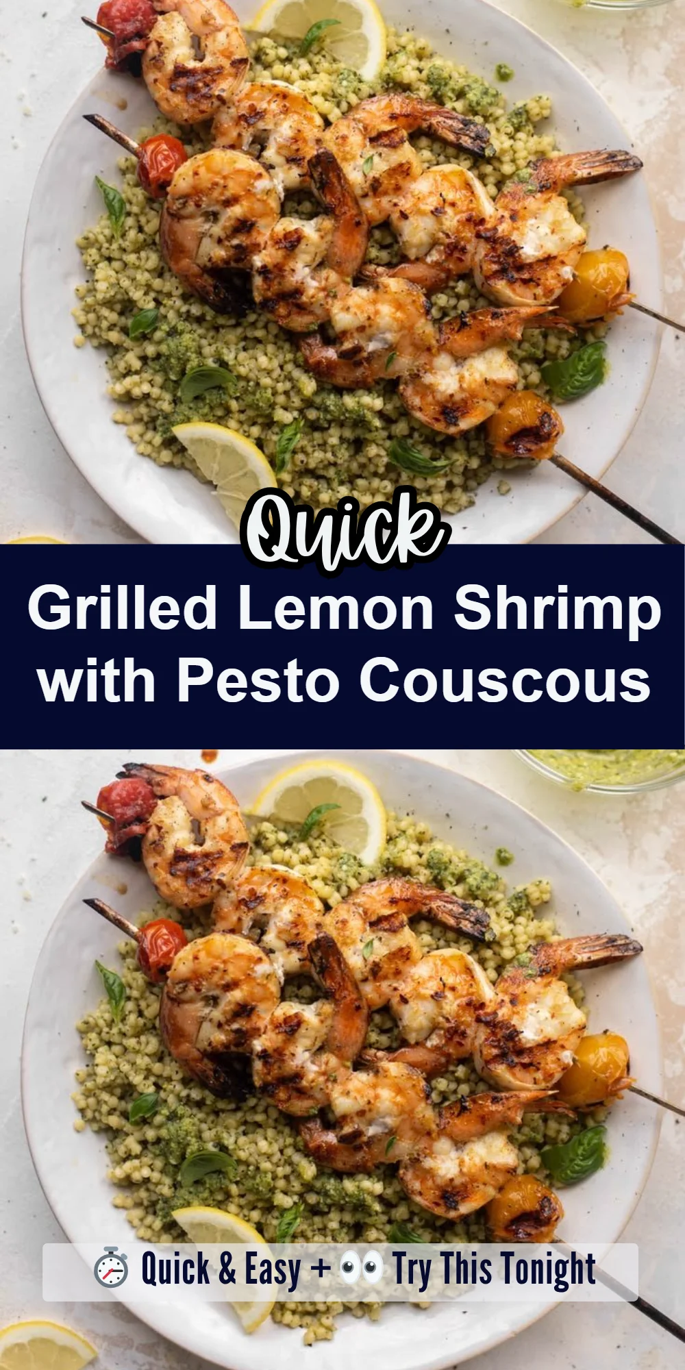 Grilled Lemon Shrimp with Pesto Couscous