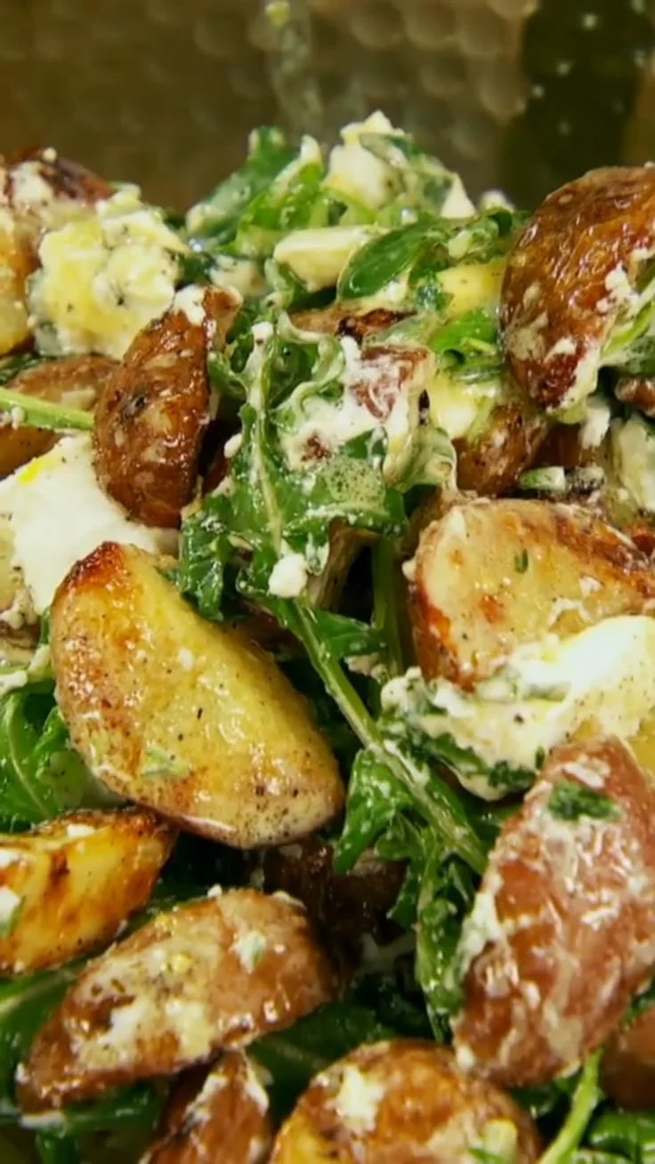 Grilled Potato Salad with Arugula, Goat Cheese and Lemon-Mustard-Tarragon Vinaigrette