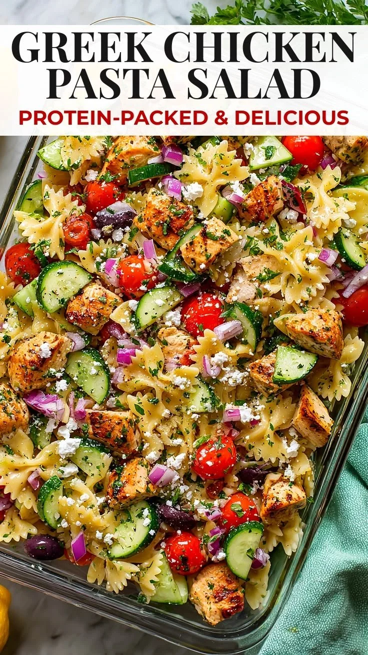 Homemade Greek Chicken Pasta Salad