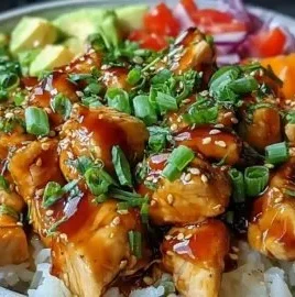Hot Honey Chicken Bowl featuring crispy chicken and spicy honey glaze