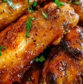Juicy cowboy butter chicken wings garnished with fresh herbs