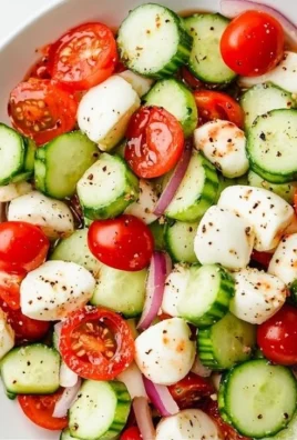 Juicy Cucumber Caprese Salad with mozzarella, tomatoes, and basil