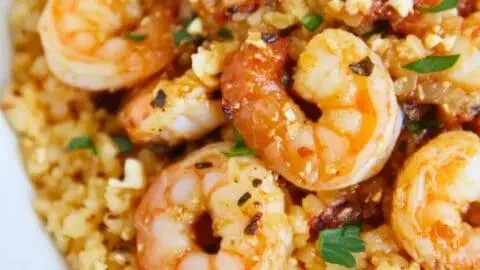 Keto Garlic Parmesan Shrimp & Cauliflower Rice
