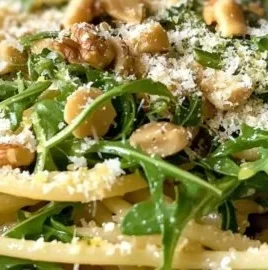 Lemon Arugula Pasta Salad with fresh ingredients and vibrant colors