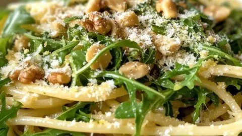 Lemon Arugula Pasta Salad with fresh ingredients and vibrant colors