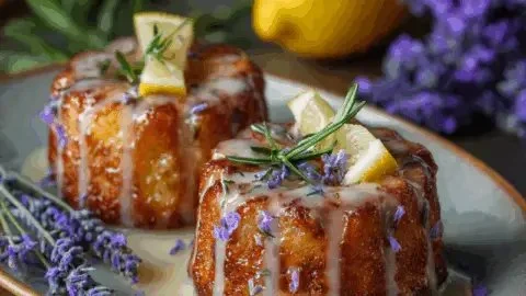 Mini Lemon Cakes With Lavender Glaze