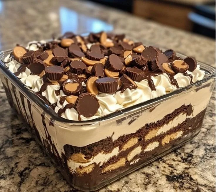 Delicious no-bake chocolate peanut butter mousse dessert served in a glass.