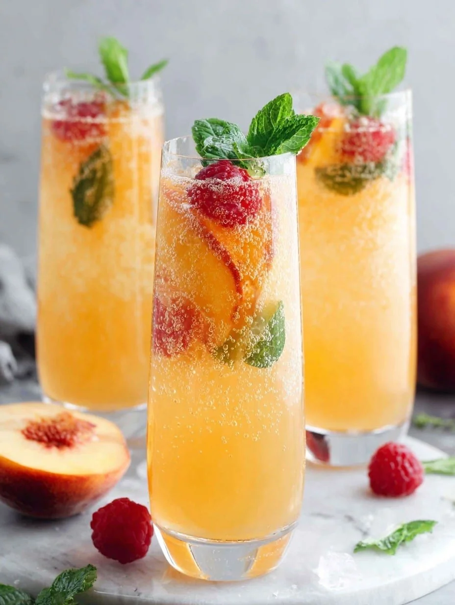 Non-Alcoholic Peach Bellini Mocktail Recipe