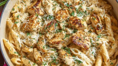 One Pot Creamy Parmesan Chicken Pasta