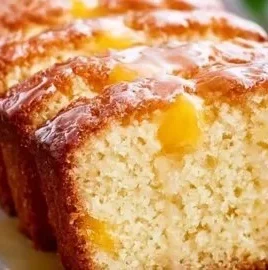 Freshly baked peach bread with slices and peaches on the side