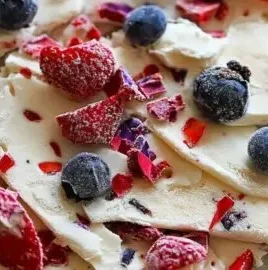 Delicious super easy frozen yogurt bark topped with fresh fruit