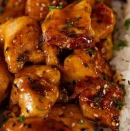 Delicious Sweet Chili Chicken Bites served with dipping sauce