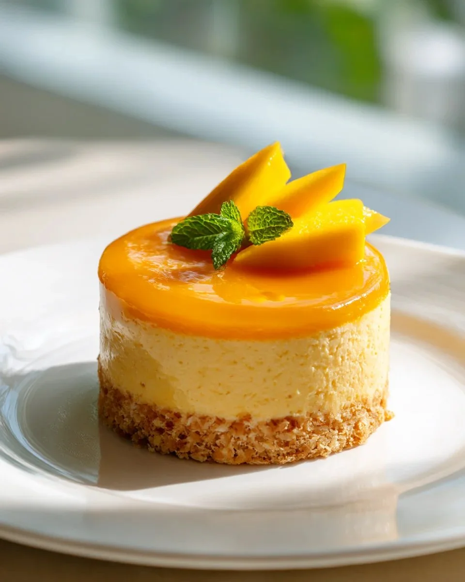 Tropical Mango Mousse Cake Recipe with Coconut Crust
