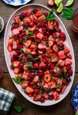 Delicious watermelon fruit salad with mixed fresh fruits