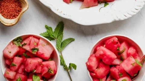 Watermelon with lime and mint