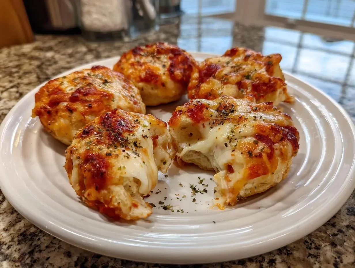 30-Minute cottage cheese pizza bites served on a colorful plate