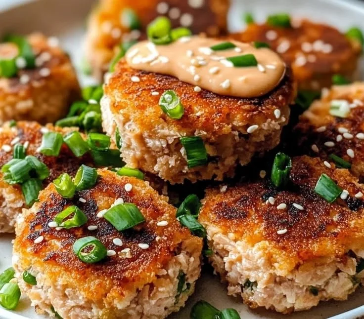 Asian Tuna Cakes with Spicy Mayo served on a plate